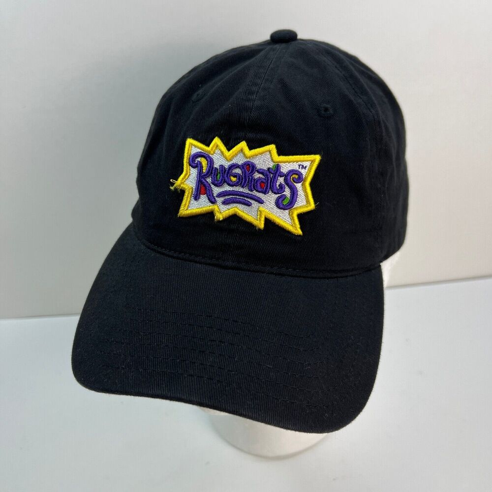 Rugrats Hat Adjustable Cap Black Classic Logo Nickelodeon OSFM Cartoon TV